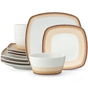 Noritake Colorscapes Layers Desert 12-Piece Square Dinnerware Set, Service for 4