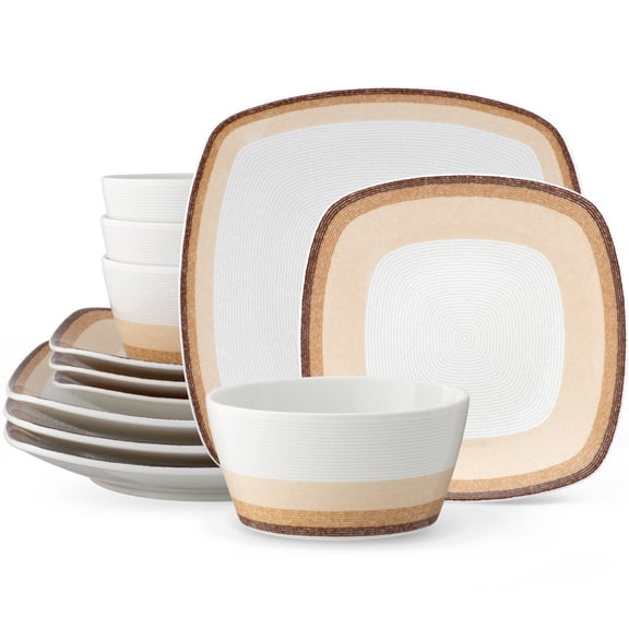 Noritake Colorscapes Layers Desert 12-Piece Square Dinnerware Set, Service for 4