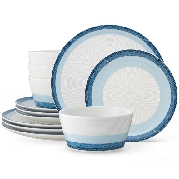Noritake Colorscapes Layers Sky 12-Piece Coupe Dinnerware Set, Service for 4