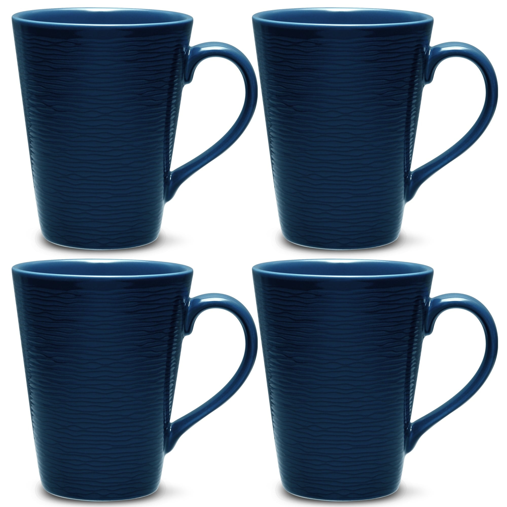 Navy Ceramic Textured Accent Mug Set, 12 Oz