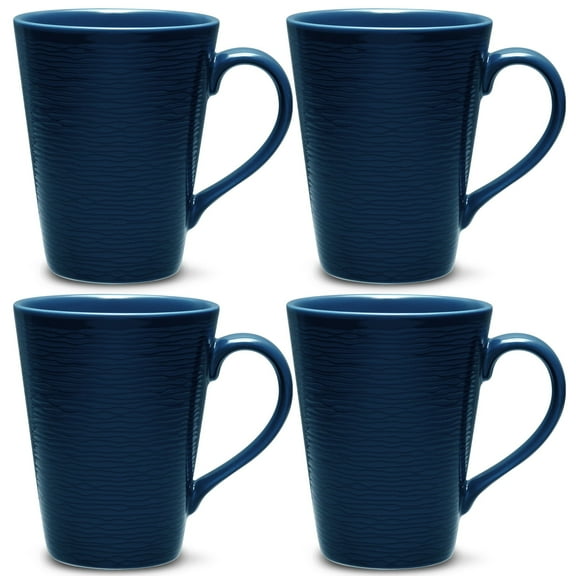 Noritake Colorscapes Swirl Set Of 4 Mugs, 12 Oz. Navy