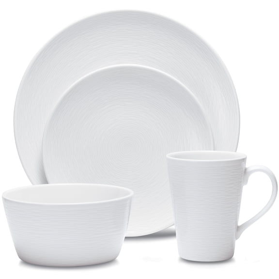 Noritake Colorscapes WoW Swirl (White on White) 4 Piece Place Setting