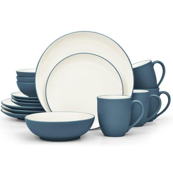 Noritake Colorwave Blue 16-Piece Coupe Dinnerware Set, Service for 4