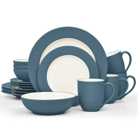 Noritake Colorwave Blue 16-Piece Rim Dinnerware Set, Service for 4