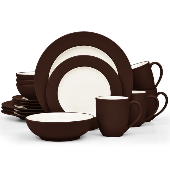 Noritake Colorwave Chocolate 16-Piece Rim Dinnerware Set, Service for 4