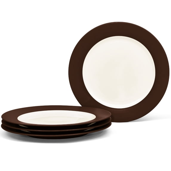 Noritake Colorwave Chocolate Set of 4 Rim Dinner Plates