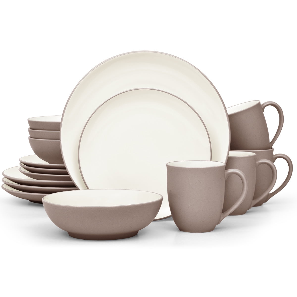 Clay and White Ceramic 16-Piece Dinnerware Set, Service for 4