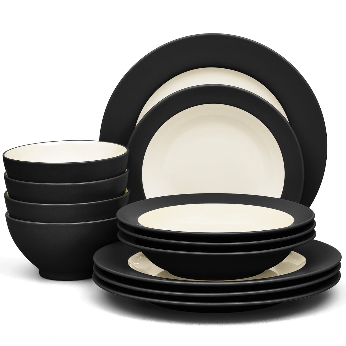 Noritake Colorwave Blue 12-Piece Rim Dinnerware Set, Service