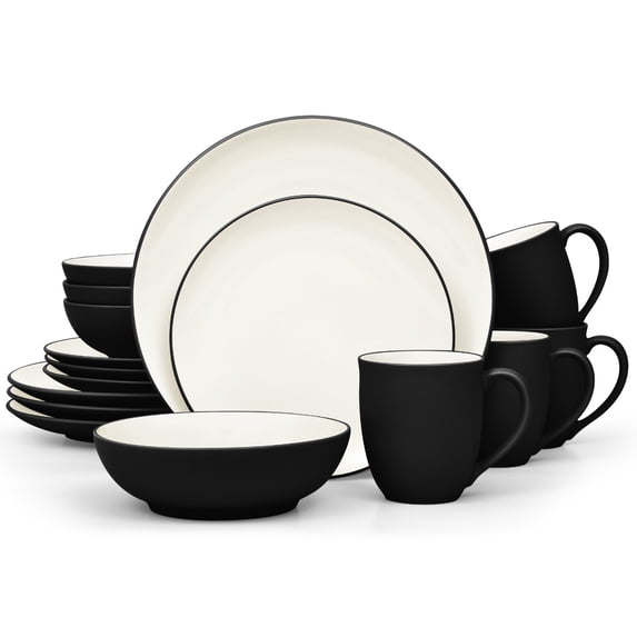 Noritake Colorwave Graphite 16-Piece Coupe Dinnerware Set, Service for 4
