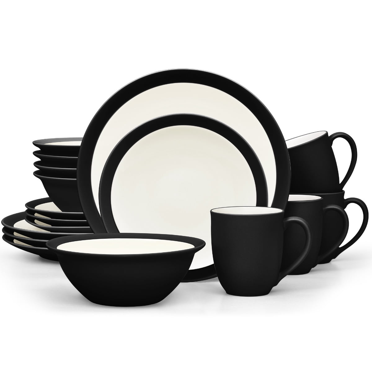 Noritake Colorwave Graphite 16-Piece Curve Dinnerware Set, Service