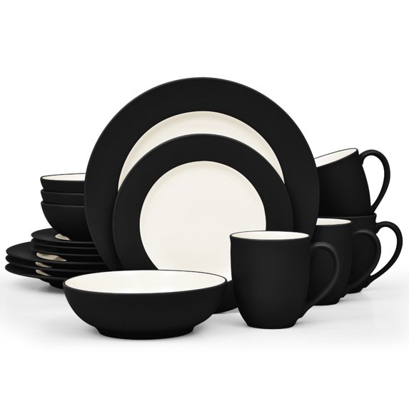 Noritake Colorwave Graphite 16-Piece Rim Dinnerware Set, Service for 4