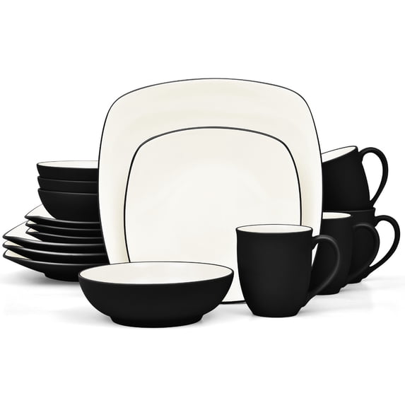 Noritake Colorwave Graphite 16-Piece Square Dinnerware Set, Service for 4