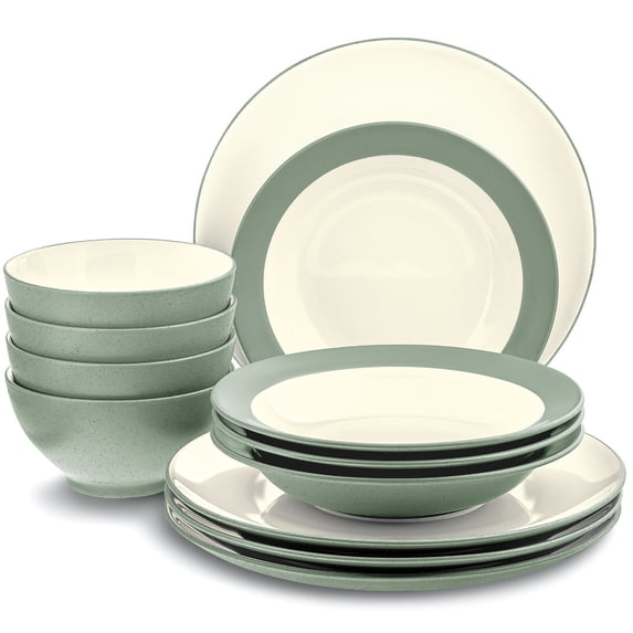 Noritake Colorwave Green 12-Piece Coupe Dinnerware Set, Service for 4