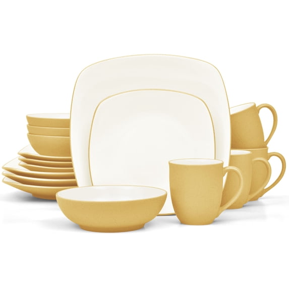 Noritake Colorwave Mustard 16-Piece Square Dinnerware Set, Service for 4