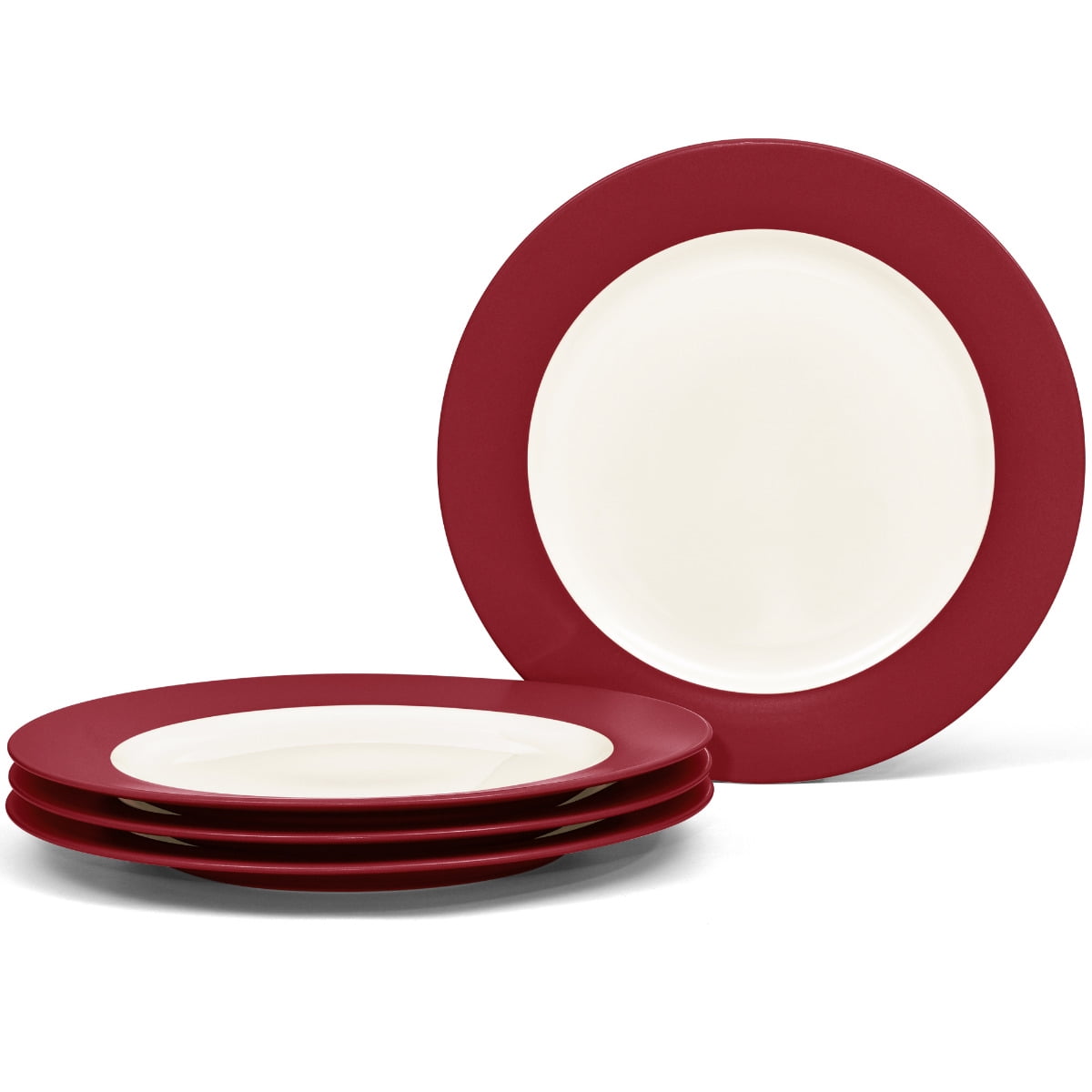 Noritake Colorwave Raspberry Rim Dinner Plates, Set of 4, Microwave and ...