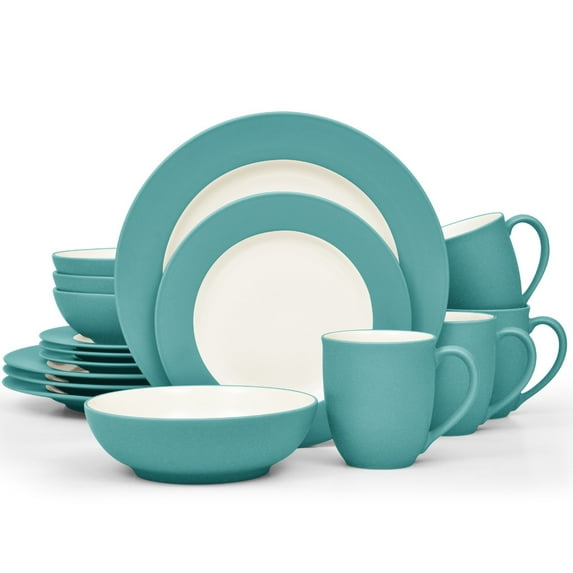 Noritake Colorwave Turquoise 16-Piece Rim Dinnerware Set, Service for 4