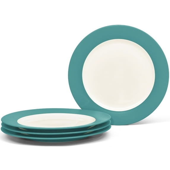 Noritake Colorwave Turquoise Set of 4 Rim Dinner Plates