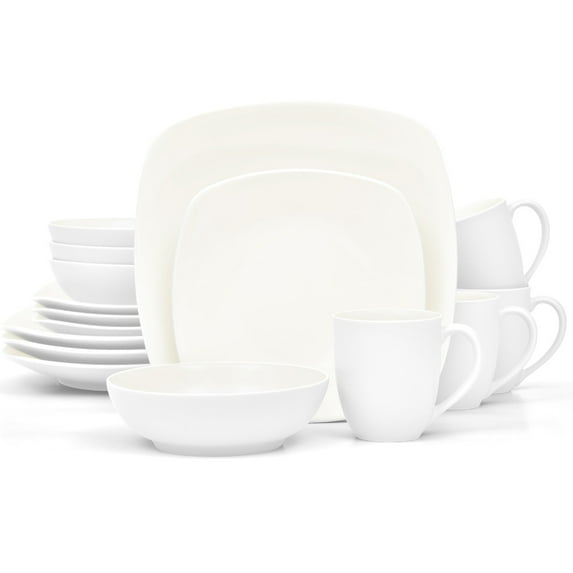 Noritake Colorwave White 16-Piece Square Dinnerware Set, Service for 4