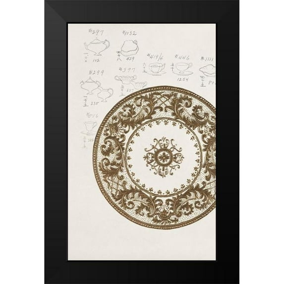Noritake Designs 10x14 Black Modern Framed Museum Art Print Titled - Design for a Noritake Plate XIII
