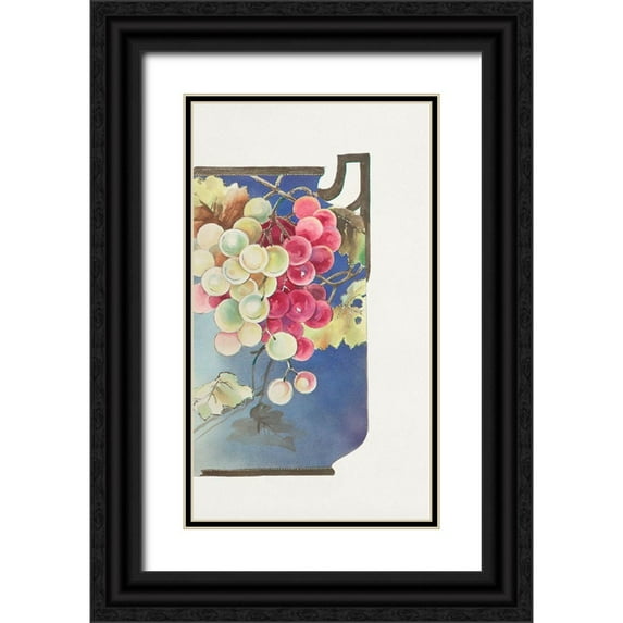 Noritake Designs 10x14 Black Ornate Wood Framed with Double Matting Museum Art Print Titled - Design for a Noritake Jug I