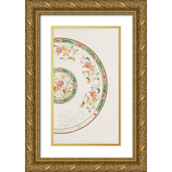 Noritake Designs 10x14 Gold Ornate Wood Framed with Double Matting Museum Art Print Titled - Design for a Noritake Plate VI