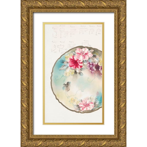 Noritake Designs 12x18 Gold Ornate Wood Framed with Double Matting Museum Art Print Titled - Design for a Noritake Plate I