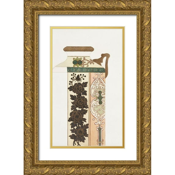 Noritake Designs 16x24 Gold Ornate Wood Framed with Double Matting Museum Art Print Titled - Design for a Noritake Jug VII