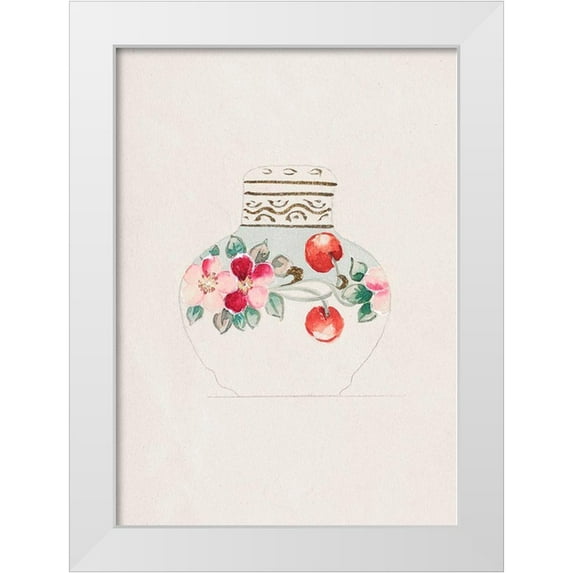 Noritake Designs 18x24 White Modern Wood Framed Museum Art Print Titled - Design for Noritake Lidded Jar I