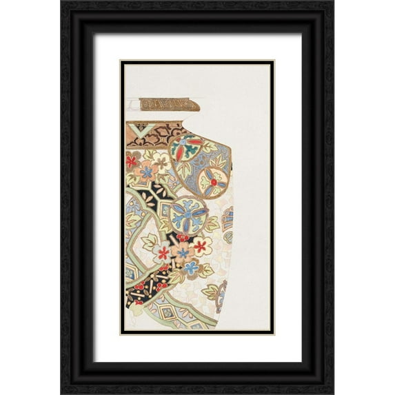 Noritake Designs 9x14 Black Ornate Wood Framed with Double Matting Museum Art Print Titled - Design for a Noritake Jar