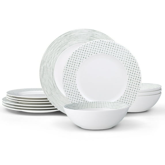 Noritake Green Hammock 12-Piece Rim Dinnerware Set, Service for 4