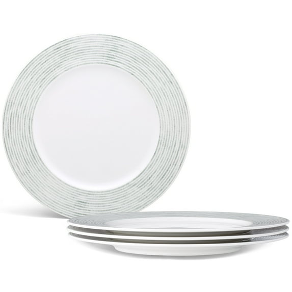 Noritake Green Hammock Set of 4 Rim Stripe Dinner Plates