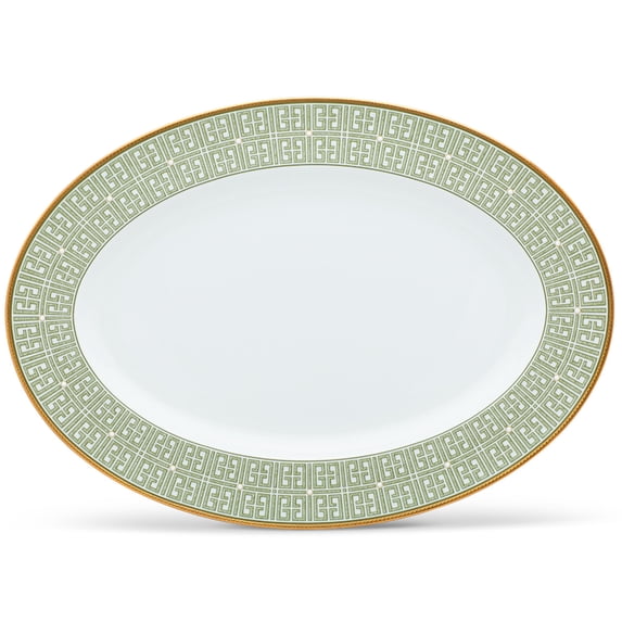 Noritake Infinity Green Gold Gold Large Oval Serving Platter