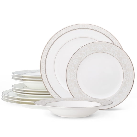Noritake Montvale Platinum 12-Piece Dinnerware Set, Service for 4