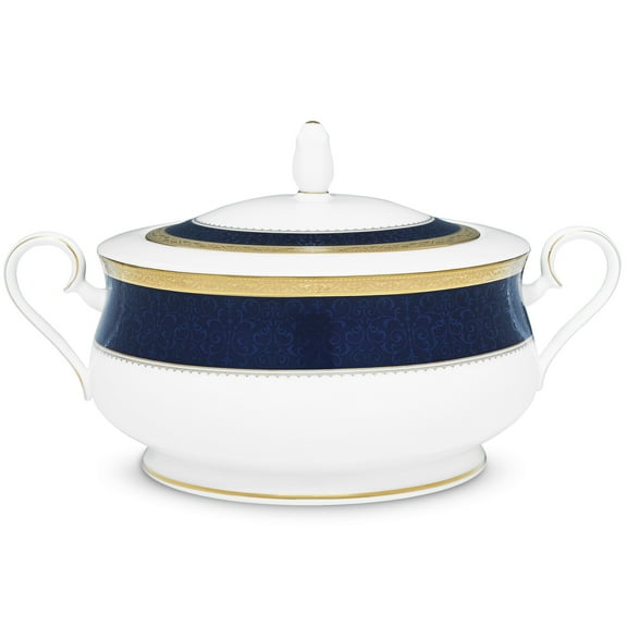 Noritake Odessa Cobalt Gold Covered Vegetable Bowl
