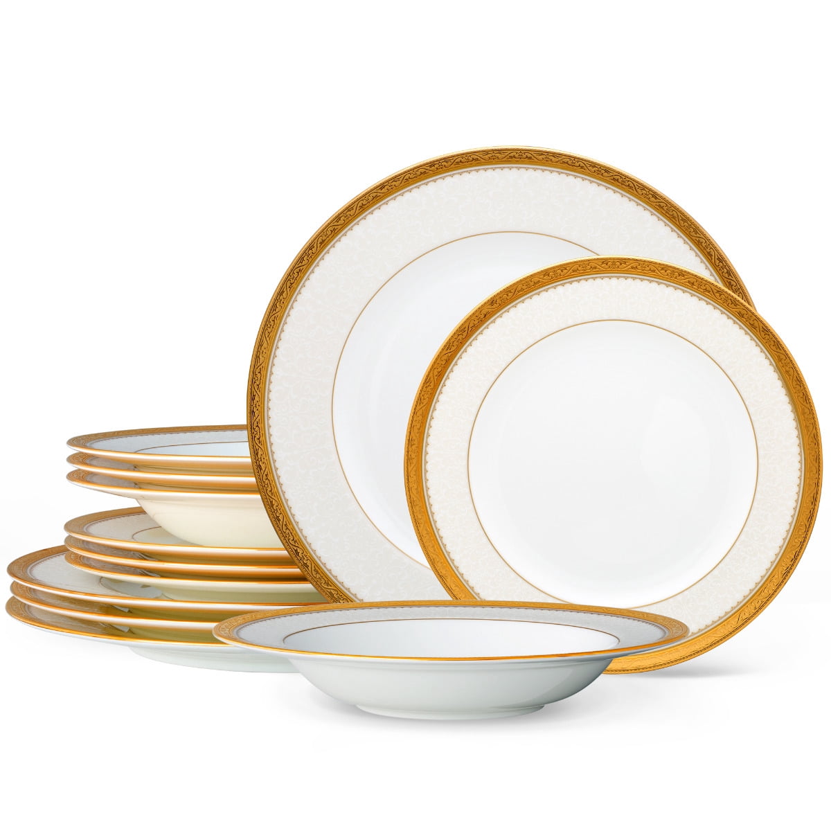 Noritake Odessa Gold 12-Piece Dinnerware Set, Service for 4