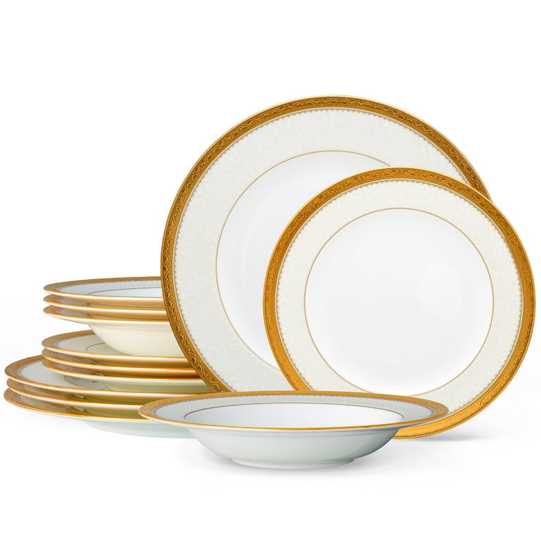 Noritake Odessa Gold 12-Piece Dinnerware Set, Service for 4