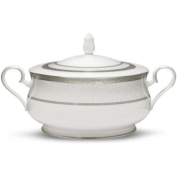 Noritake Odessa Platinum Covered Vegetable Serving Bowl