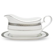 Noritake Odessa Platinum Gravy Boat with Tray