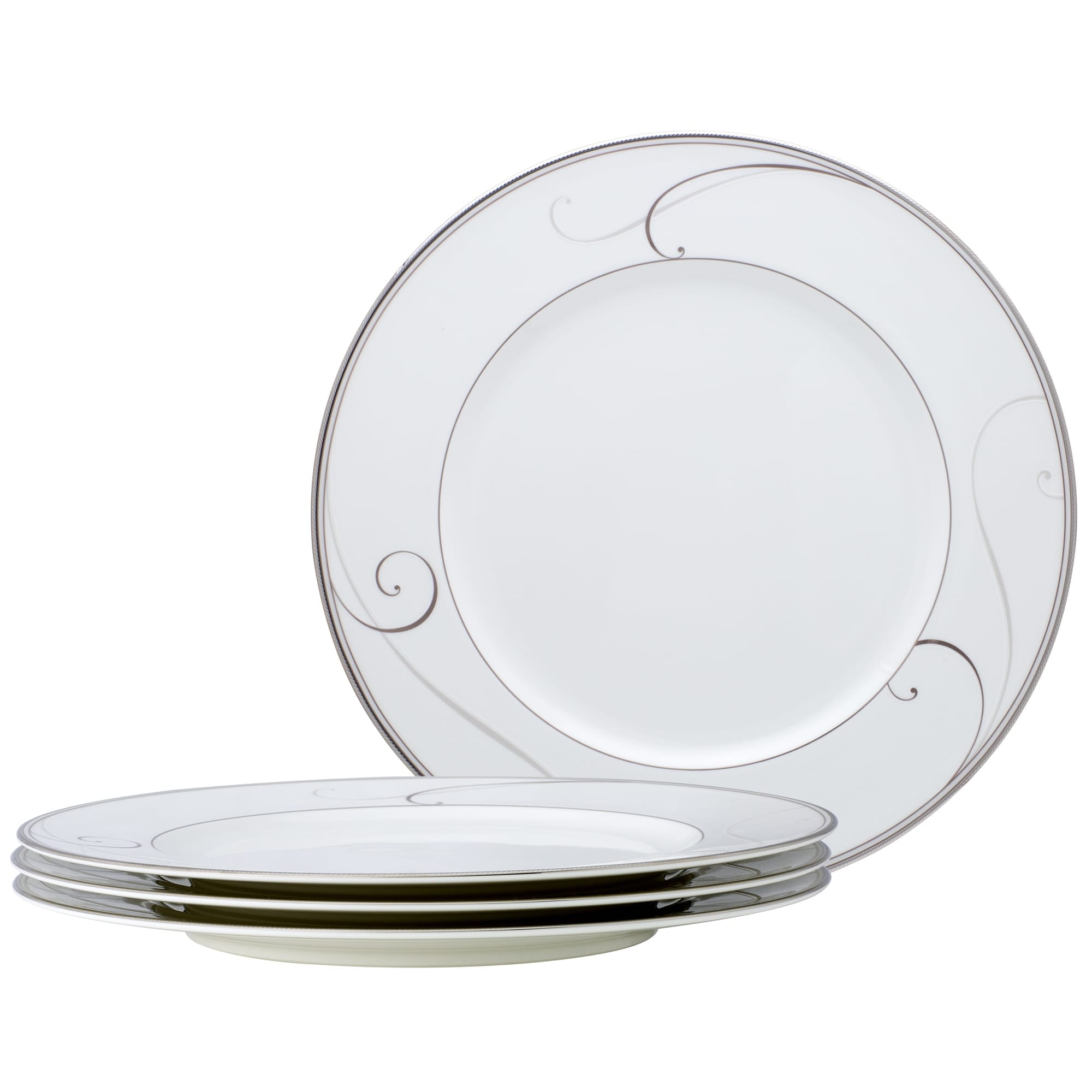 Noritake  Platinum Wave Set Of 4 Dinner Plates, 11"