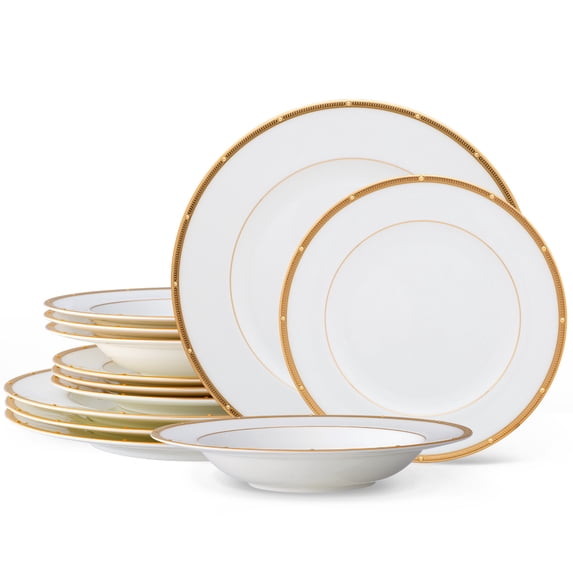 Noritake Rochelle Gold 12-Piece Dinnerware Set, Service for 4