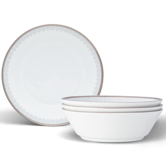 Noritake Silver Colonnade Set of 4 Soup Bowls