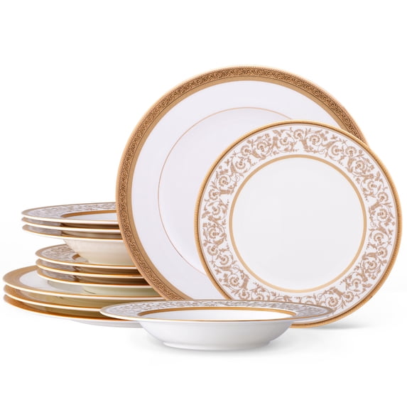 Noritake Summit Gold 12-Piece Dinnerware Set, Service for 4