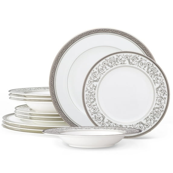 Noritake Summit Platinum 12-Piece Dinnerware Set, Service for 4