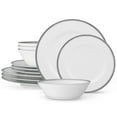 thumbnail image 1 of Noritake Whiteridge Platinum 12-Piece Dinnerware Set, Service for 4, 1 of 7