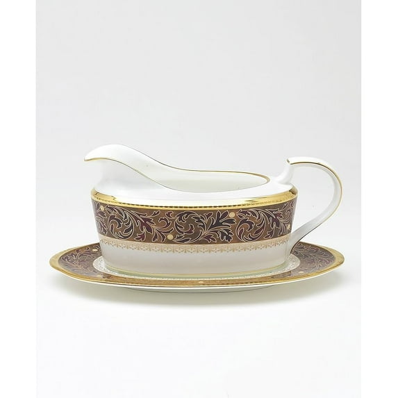 Noritake Xavier Gold Gravy Boat w/Stand