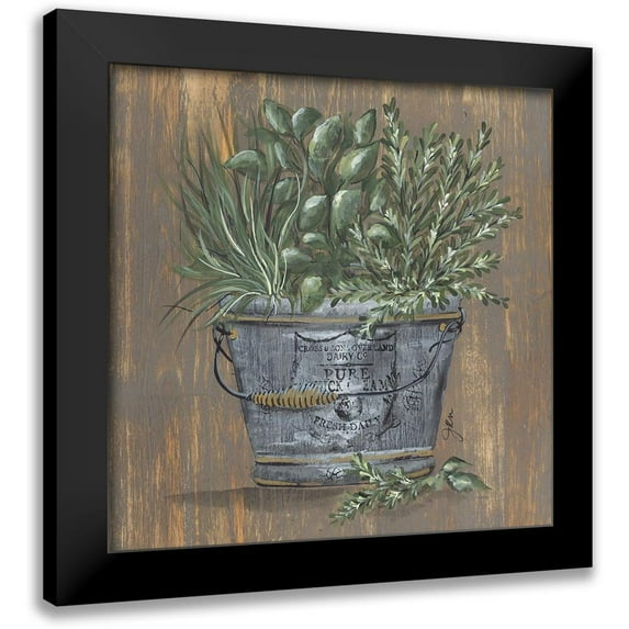 Norkus, Julie 15x15 Black Modern Framed Museum Art Print Titled - Herb Trio in Pail