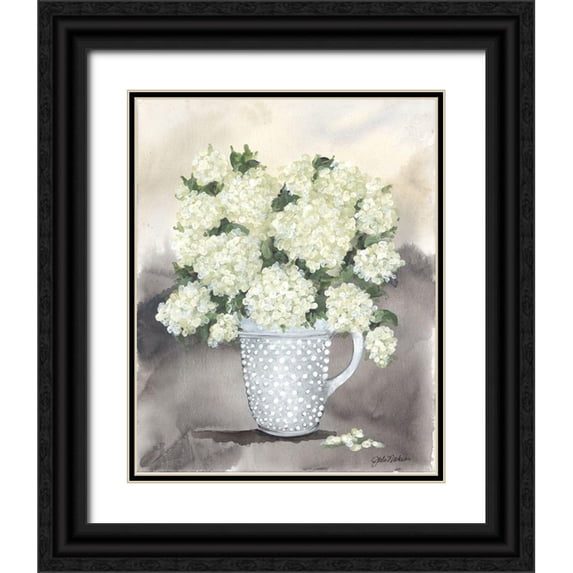 Norkus, Julie 15x18 Black Ornate Wood Framed with Double Matting Museum Art Print Titled - Hobnail Hydrangeas