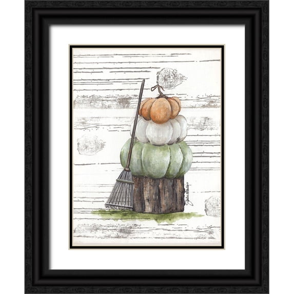 Norkus, Julie 15x18 Black Ornate Wood Framed with Double Matting Museum Art Print Titled - Raking Leaves