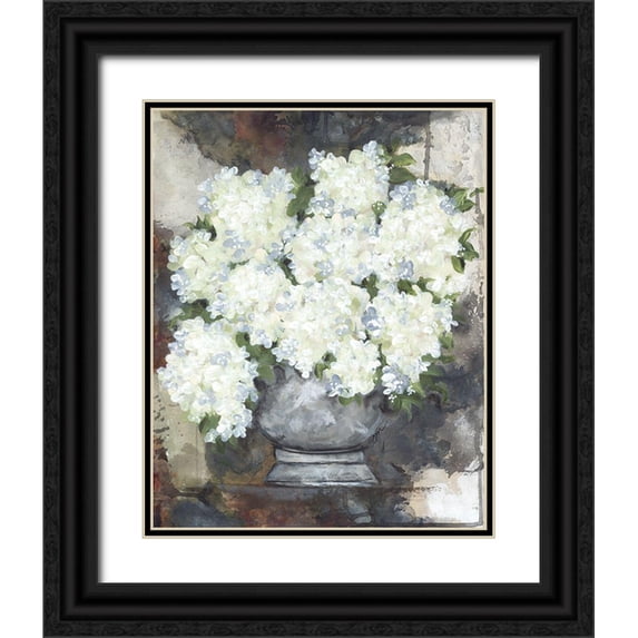 Norkus, Julie 15x18 Black Ornate Wood Framed with Double Matting Museum Art Print Titled - Snowball Hydrangeas II