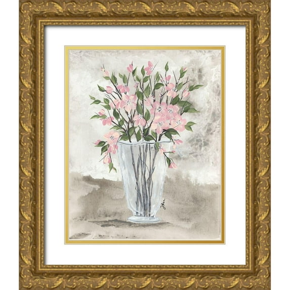 Norkus, Julie 20x24 Gold Ornate Wood Framed with Double Matting Museum Art Print Titled - Dogwood Vase